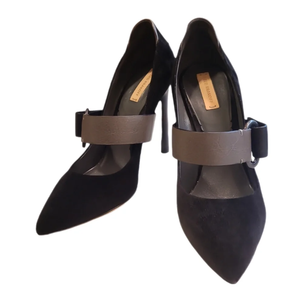 REED KRAKOFF | Winter‎ Black Suede Stilettos in Size EU 38.5